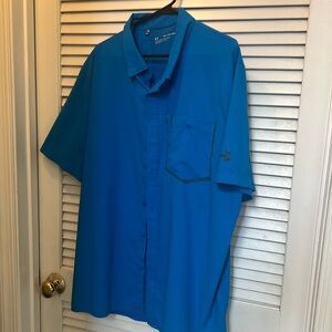 2XL bright blue under Armour, button-down shirt
